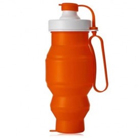 SPORT PORTABLE FOLDING WATER BOTTLE ECO-FRIENDLY SILICONE DRINKWARE (DARKSALMON)
