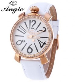 ANGIE ST7154L MATONINI SERIES LEATHER BAND RHINESTONE QUARTZ WATCH FOR LADIES LUMINOUS POI