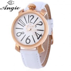 ANGIE ST7154L MATONINI SERIES LEATHER BAND QUARTZ WATCH FOR LADIES LUMINOUS POINTERS (WHIT