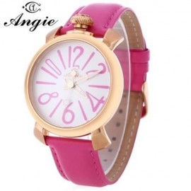 ANGIE ST7154L MATONINI SERIES LEATHER BAND QUARTZ WATCH FOR LADIES LUMINOUS POINTERS (ROSE