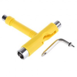 MULTIFUNCTIONAL SKATEBOARD T-TOOL SPANNER SKATE ALL IN ONE REFIT FIX TOOL (YELLOW)