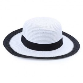 SOLID COLOR SUMMER LADIES BOW WIDE STRAW PLAITING HAT (#3)