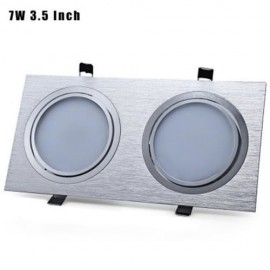 7W 3.5 INCH LED DOUBLE LIGHT SQUARE RECESSED DOWNLIGHT FOR INDOOR LIGHTING (SILVER)