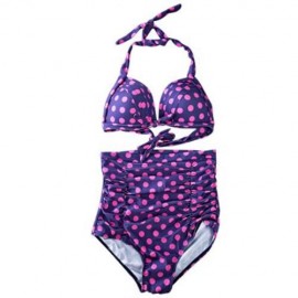 STYLISH VINTAGE SEXY HIGH-WAIST RETRO PUSH UP HALTER SWIMSUIT (PURPLE)
