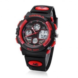 HOSKA H003B 5ATM DUAL MOVT CHILDREN SPORT WATCH CHRONOGRAPH CALENDAR ALARM BACKLIGHT WRIST