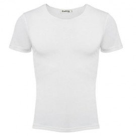 CASUAL ROUND COLLAR SHORT SLEEVE SOLID COLOR COTTON BLEND T-SHIRT FOR MEN (WHITE)