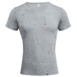 ROUND NECK SHORT SLEEVE PRINTED TRENDY T-SHIRT FOR MEN (GRAY)