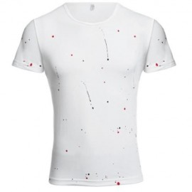 ROUND NECK SHORT SLEEVE PRINTED TRENDY T-SHIRT FOR MEN (WHITE)