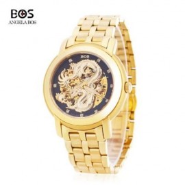 ANGELA BOS 9007G MEN AUTOMATIC WIND MECHANICAL WATCH 3ATM LUMINOUS DRAGON PATTERN ARTIFICI