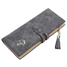 GUAPABIEN UMBRELLA TASSEL SOLID COLOR LETTER DUAL SNAP FASTENERS LONG CLUTCH WALLET FOR WO