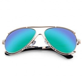 OVERSIZE VINTAGE FEMALE COLOR COATED SUNGLASSES (GOLD FRAME   GREEN LENS)