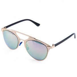 VINTAGE UNISEX REFLECTIVE MIRROR CAT FRAME GLASSES (GOLD FRAME   PINK LENS)