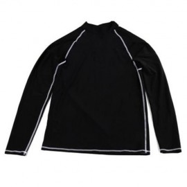 LONG SLEEVES STRAITJACKET TOP COLLAR RASH GUARD LYCRA SWIMSUIT SURFING SWIM SHIRT (BLACK)