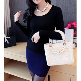 CASUAL STYLE SQUARE NECK SOLID COLOR BUTTON LONG SLEEVE CASHMERE WOMEN'S SWEATER