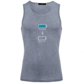 REFRESHING ROUND COLLAR CARTOON PRINT CANDY COLOR TANK TOP FOR MEN (GRAY)