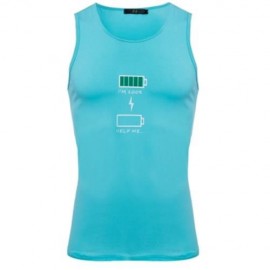 REFRESHING ROUND COLLAR CARTOON PRINT CANDY COLOR TANK TOP FOR MEN (TIFFANY BLUE)