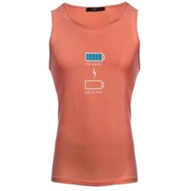 REFRESHING ROUND COLLAR CARTOON PRINT CANDY COLOR TANK TOP FOR MEN (ORANGE)