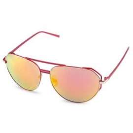 FEMALE COLOR COATED OVERSIZE METAL FRAME SIMPLE DESIGN SUNGLASSES (RED)