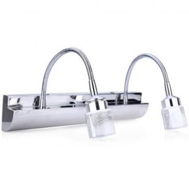 2W CRYSTAL LED STAINLESS STEEL BATHROOM MIRROR LIGHT ADJUSTABLE WATER FOG LAMP (SILVER)