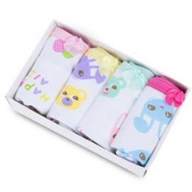 4PCS CUTE PRINTED SOFT COTTON BABY BRIEFS UNDERWEAR FOR GIRLS (BEAR PATTERN)
