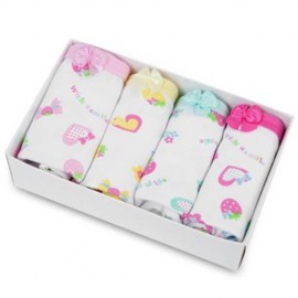 4PCS CUTE PRINTED SOFT COTTON BABY BRIEFS UNDERWEAR FOR GIRLS (STRAWBERRY PATTERN)