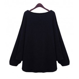 STYLISH SCOOP NECK LONG BATWING SLEEVE SOLID COLOR LOOSE-FITTING WOMEN'S KNITWEAR