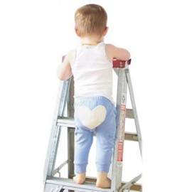 CUTE HEART SHAPE APPLIQUE CHILDREN HAREN PANTS (BLUE)