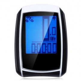 WATER RESISTANT WIRELESS BIKE COMPUTER SPEEDOMETER WITH LCD BACKLIGHT AUTO WAKE-UP (WHITE 