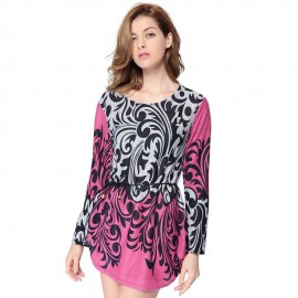 FASHIONABLE SCOOP NECK PRINT LONG SLEEVE KNITWEAR FOR WOMEN