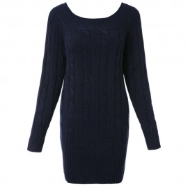 CASUAL SCOOP NECK SOLID COLOR ALL-MATCH LONG SLEEVE WOMEN'S SWEATER