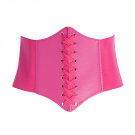 CHIC LACE UP WIDE SOLID COLOR WAIST BELT FOR WOMEN