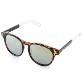 CASUAL UNISEX NAIL DESIGN COLOR COATED ROUND FRAME HOLLOW SUNGLASSES (TORTOISESHELL)