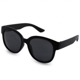 VINTAGE UNISEX THICK ROUND FRAME CLEAR LENS GRADIENT SUNGLASSES (BLACK FRAME   GREY LENS)