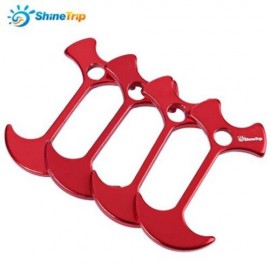 4PCS SHINETRIP LIGHTWEIGHT TENT PEG ROPE GRIP LOOP BUCKLE FLOOR NAIL TRAVEL KIT (RED)
