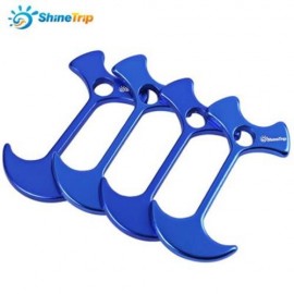 4PCS SHINETRIP LIGHTWEIGHT TENT PEG ROPE GRIP LOOP BUCKLE FLOOR NAIL TRAVEL KIT (BLUE)