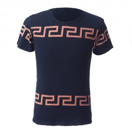 REFRESHING ROUND NECK SIMPLE GEOMETRIC PRINT SOLID COLOR SLIMMING SHORT SLEEVES MEN'S T-SH
