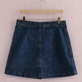 STYLISH MID WAIST BUTTON DESIGN A-LINE WOMEN'S SKIRT