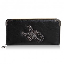 TRENDY SCORPION AND RHINESTONES DESIGN WOMEN'S WALLET