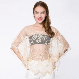 STYLISH SCOOP NECK BATWING SLEEVES LACE CAPELET FOR WOMEN