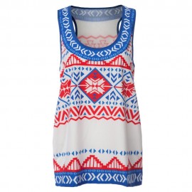 STYLISH SCOOP NECK ETHNIC PRINT TANK TOP FOR WOMEN