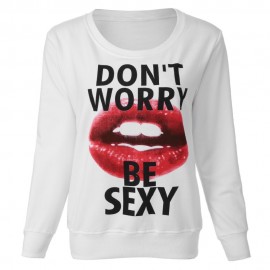 CASUAL ROUND COLLLAR LONG SLEEVE LIP PRINT WOMEN'S SWEATSHIRT