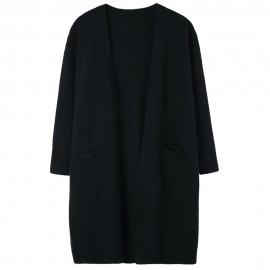 CASUAL V-NECK STRAIGHT LOOSE FITTING LONG SLEEVES CARDIGAN FOR WOMEN