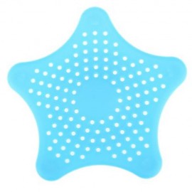 STAR SHAPE HAIR CATCHER RUBBER BATH SINK STRAINER SHOWER DRAIN COVER KITCHEN HELPER (BLUE)