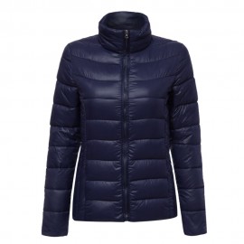 FASHIONABLE STAND-UP COLLAR LONG SLEEVE STRIPED DESIGN SLIMMING WOMEN'S COTTON COAT