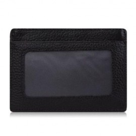LICHEE PATTERN SOLID COLOR OPEN LEATHER HORIZONTAL MAGNET CARD WALLET FOR MEN (COFFEE)