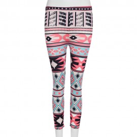 RETRO STYLE ELASTIC WAIST PRINTED SKINNY LEGGINGS FOR WOMEN