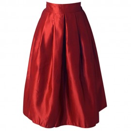 RETRO STYLE PURE COLOR A-LINE ELASTIC WAIST BALL GOWN SKIRT FOR WOMEN