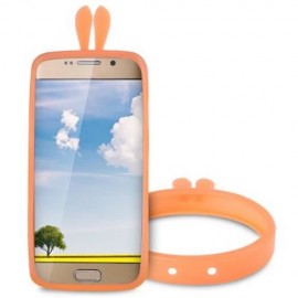 RABBIT EARS SHAPE SILICONE BUMPER PHONE PROTECTIVE LUMINOUS COVER (YOLK YELLOW)