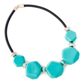 EXOTIC GEOMETRIC CCB PLASTIC ROPE CHAIN NECKLACE FOR LADY (BLUE)