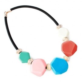 EXOTIC GEOMETRIC CCB PLASTIC ROPE CHAIN NECKLACE FOR LADY (COLORFUL)